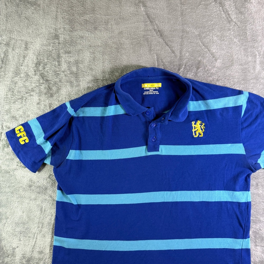 Chelsea FC Polo Shirt Striped Soccer Football CFC Mens XXL
